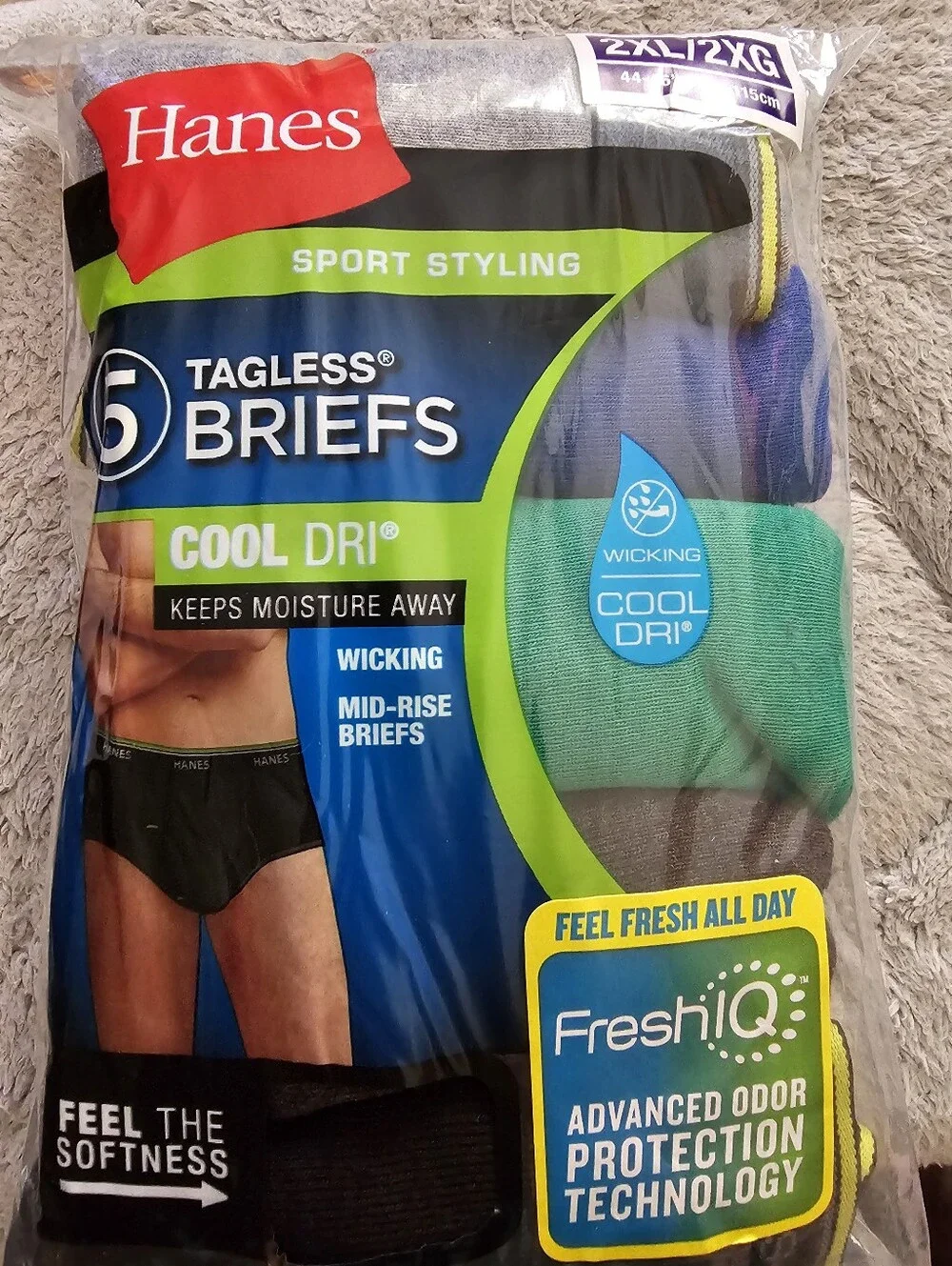 Hanes Tagless Cool Dri 5-Pack Men's Briefs - Multi Color 2xl